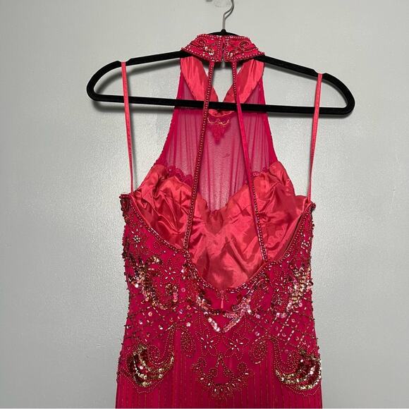 Vintage Alyce Designs Beaded Silk Gown Fuchsia Pink Special Occasion Women’s 10 - Picture 7 of 10